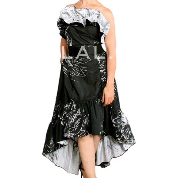 Samuel Dong Floreciente Boleo Tango Wear flower jacquard dress, black & white, S